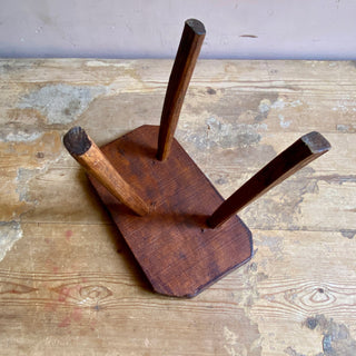 Antique French Hand Carved Milking Stool
