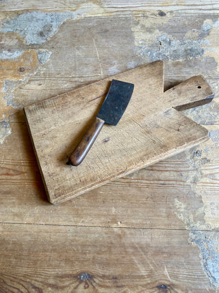 Antique French Wooden Chopping Board With Knife