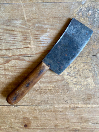 Antique French Wooden Chopping Board With Knife