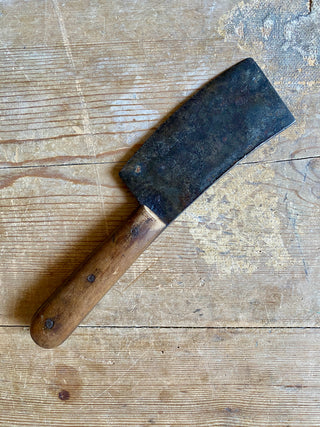 Antique French Wooden Chopping Board With Knife