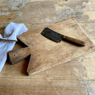Antique French Wooden Chopping Board With Knife