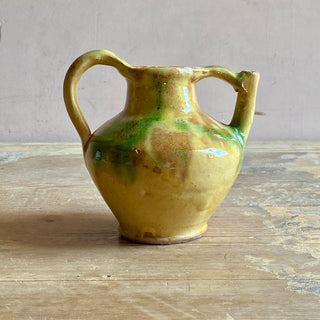 Antique French Green & Yellow Glazed Cruche