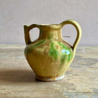 Antique French Green & Yellow Glazed Cruche