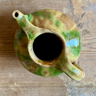 Antique French Green & Yellow Glazed Cruche