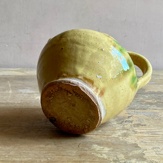 Antique French Green & Yellow Glazed Cruche