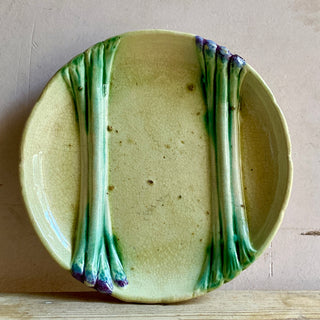 Antique French Majolica Asparagus Plate