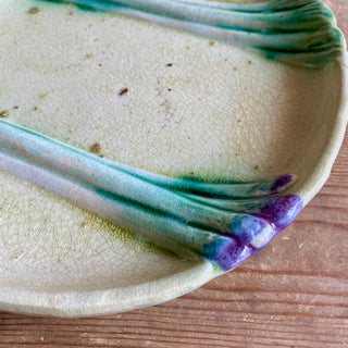 Antique French Majolica Asparagus Plate
