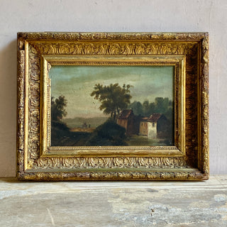 Antique Framed Oil On Board Depicting Country Scene