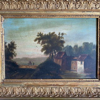 Antique Framed Oil On Board Depicting Country Scene