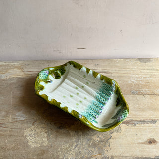 Antique French Majolica Salins Asparagus & Artichoke Serving Bowl