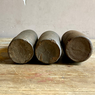 Trio of 19th Century French Primitive Handmade Stoneware Bottles