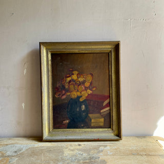 Antique Framed Floral Oil On Canvas