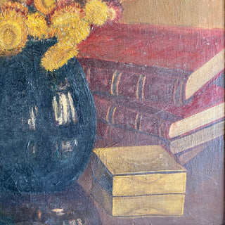 Antique Framed Floral Oil On Canvas