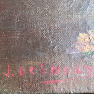 Antique Framed Floral Oil On Canvas