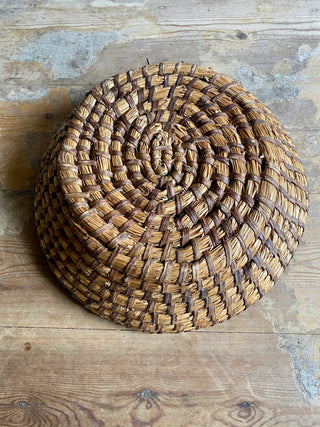 Antique French Rye Straw Basket