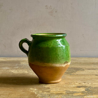 Antique French Green Glazed Confit Jug