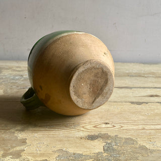 Antique French Green Glazed Confit Jug