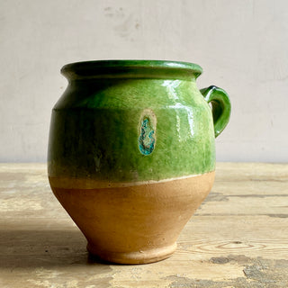 Antique French Green Glazed Confit Jug