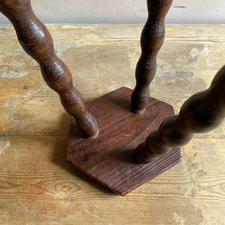 Vintage French Stool With Bobbin Legs And Rustic Carving