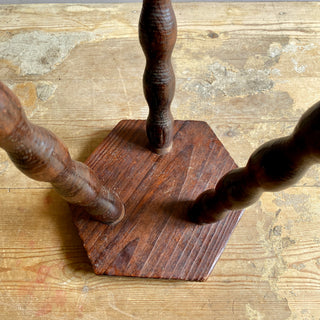 Vintage French Stool With Bobbin Legs And Rustic Carving