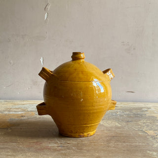 French Four Handled Yellow Conscience Jar