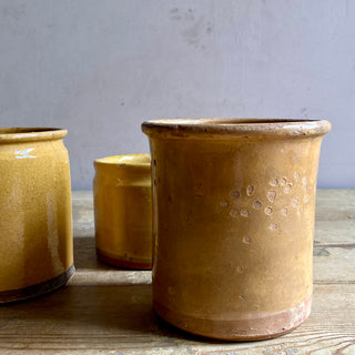 TRIO OF ANTIQUE FRENCH GLAZED CONFITURE (JAM) POTS