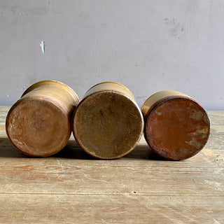 TRIO OF ANTIQUE FRENCH GLAZED CONFITURE (JAM) POTS
