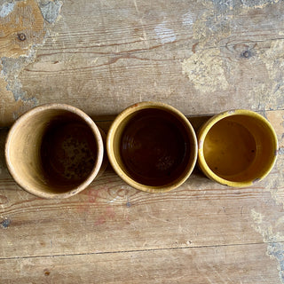 TRIO OF ANTIQUE FRENCH GLAZED CONFITURE (JAM) POTS