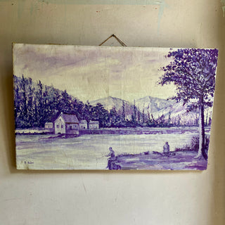 French Painting On Canvas Depicting A Country Scene