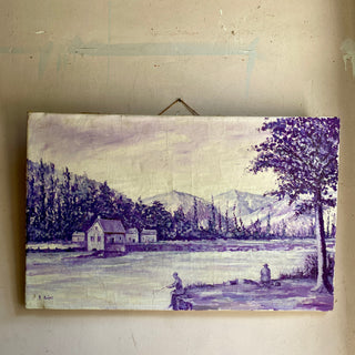 French Painting On Canvas Depicting A Country Scene