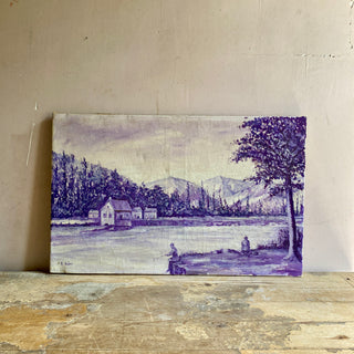 French Painting On Canvas Depicting A Country Scene