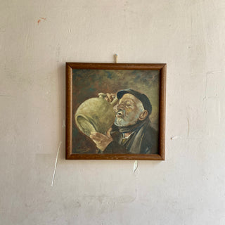 Vintage Oil On Board Depicting Gentleman Drinking