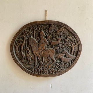 Antique French Hand Carved Hunting Scene
