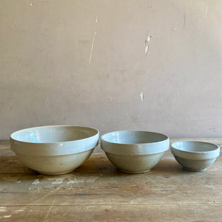 Trio of French Stoneware Mixing Bowls