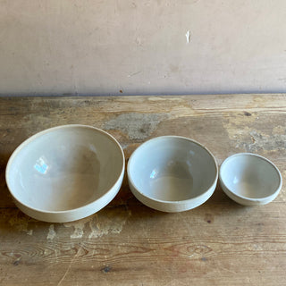 Trio of French Stoneware Mixing Bowls
