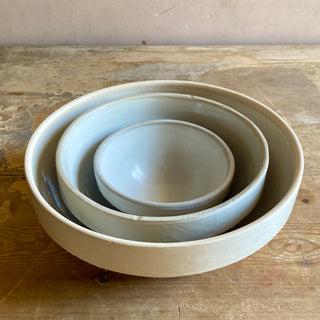 Trio of French Stoneware Mixing Bowls