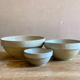 Trio of French Stoneware Mixing Bowls