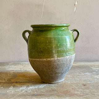 Antique French Green Glazed Confit Pot