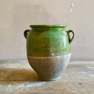 Antique French Green Glazed Confit Pot