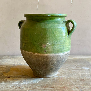 Antique French Green Glazed Confit Pot