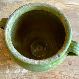 Antique French Green Glazed Confit Pot