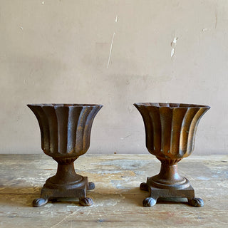 Pair Of Vintage French Cast Iron Urns