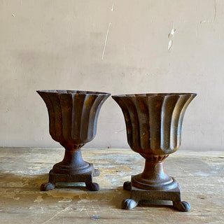 Pair Of Vintage French Cast Iron Urns