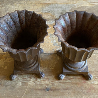 Pair Of Vintage French Cast Iron Urns