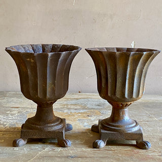 Pair Of Vintage French Cast Iron Urns