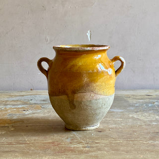 Antique Yellow Glazed Confit Pot - Rare Small Size