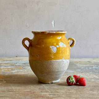 Antique Yellow Glazed Confit Pot - Rare Very Small