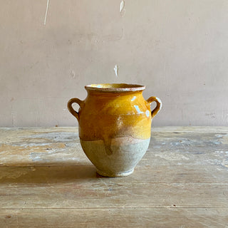 Antique Yellow Glazed Confit Pot - Rare Small Size