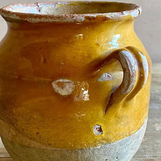 Antique Yellow Glazed Confit Pot - Rare Very Small