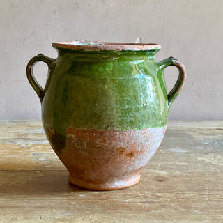 Antique French Green Glazed Confit Pot